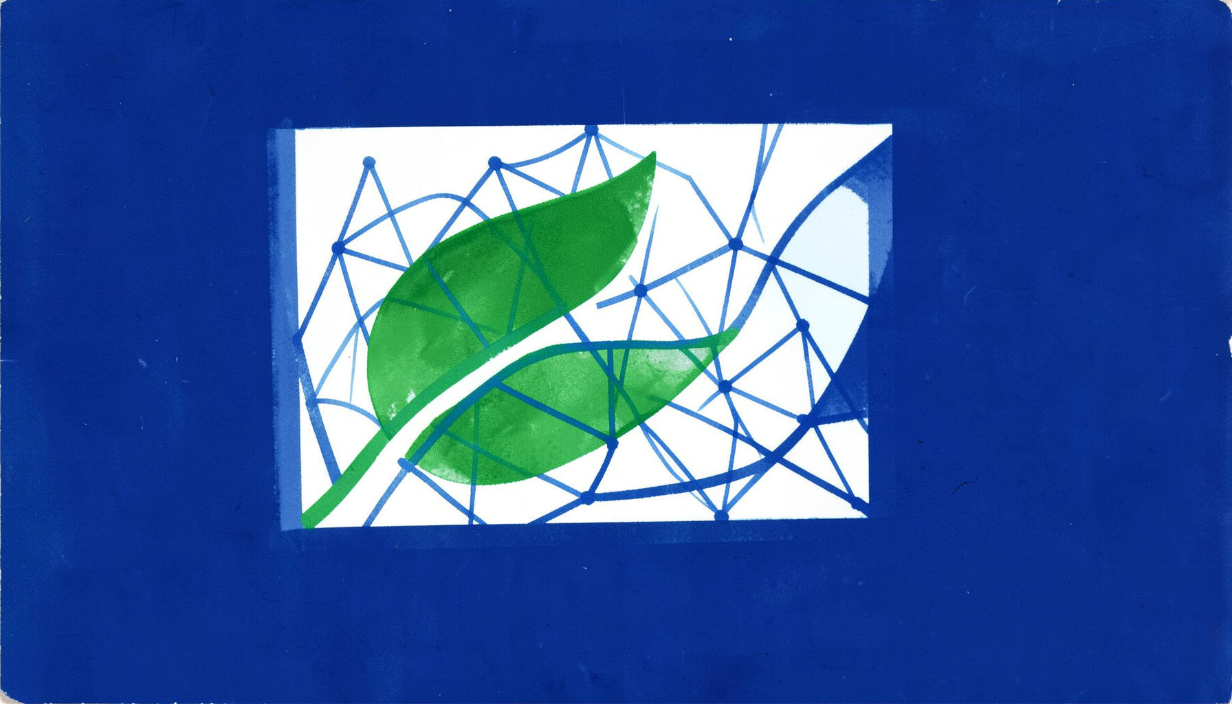GreenInfranet logo: a stylized green leaf intertwined with a blue network grid on a white background